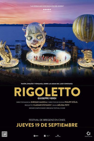Plakát G. Verdi: Rigoletto z Bregenzu